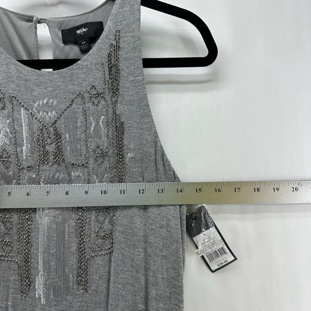 Mossimo Dress Sz S Embellished Lantern Tank Maxi Back Keyhole Stretch Rayon Gray - Picture 10 of 10